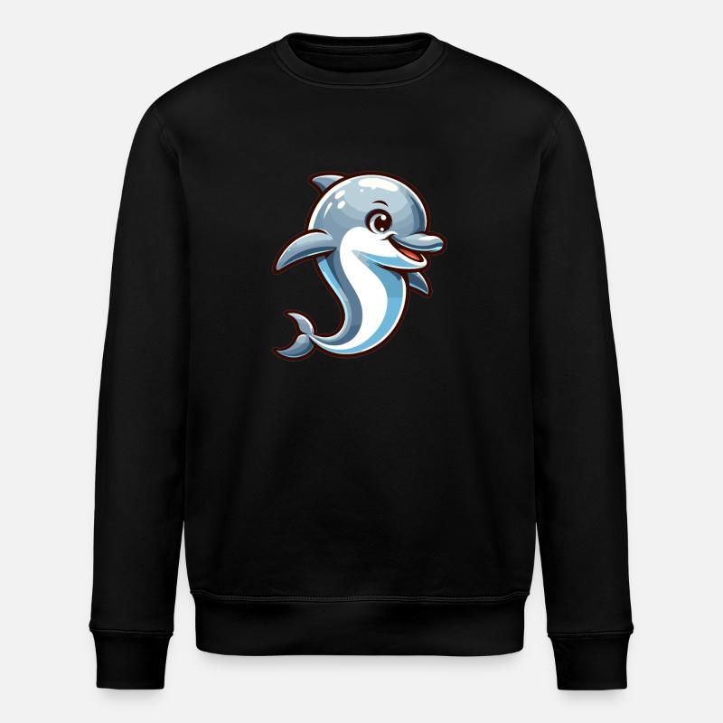 Delfin Kawaii - Stanley/Stella Unisex Bio-Sweatshirt ROLLER - Schwarz