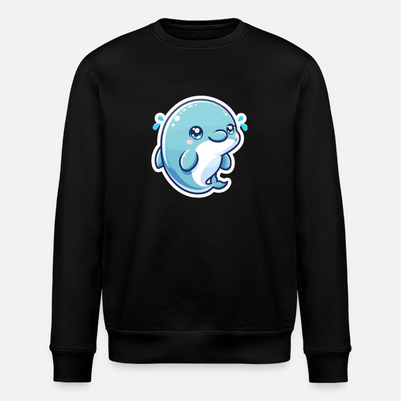 Delfin Kawaii - Stanley/Stella Unisex Bio-Sweatshirt ROLLER - Schwarz