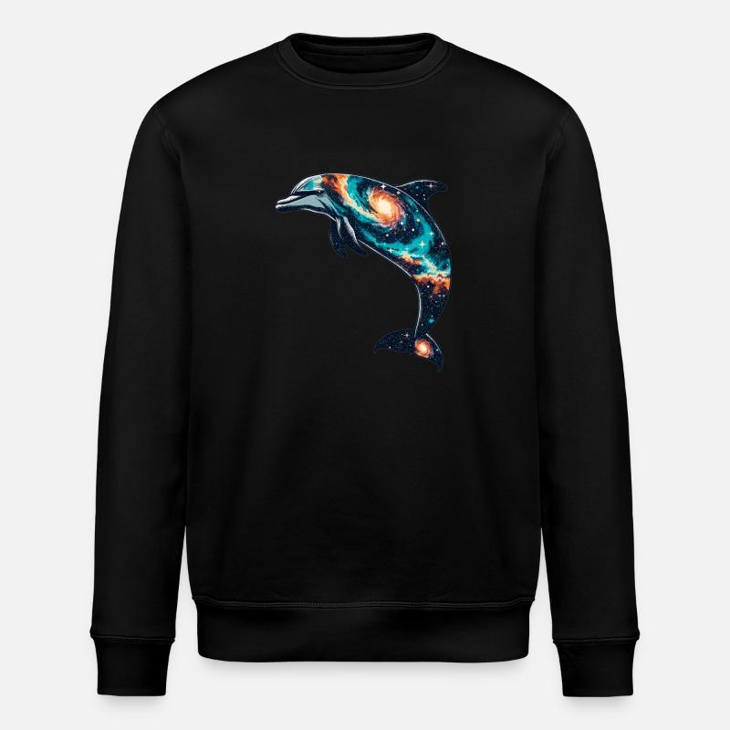 Dolphin Space Galaxy Universe - Stanley/Stella ROLLER Unisex Organic Sweatshirt - black