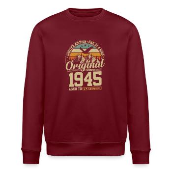 Jahrgang 1945 - 79 Jahre - Stanley/Stella Unisex Bio-Sweatshirt ROLLER - Burgunderrot - Vorne - Nik (191cm)