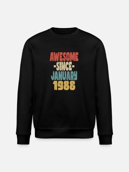 Awesome January 1988 - Stanley/Stella ROLLER Unisex Organic Sweatshirt - black