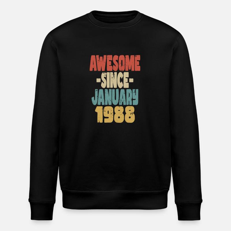 Awesome January 1988 - Stanley/Stella ROLLER Unisex Organic Sweatshirt - black