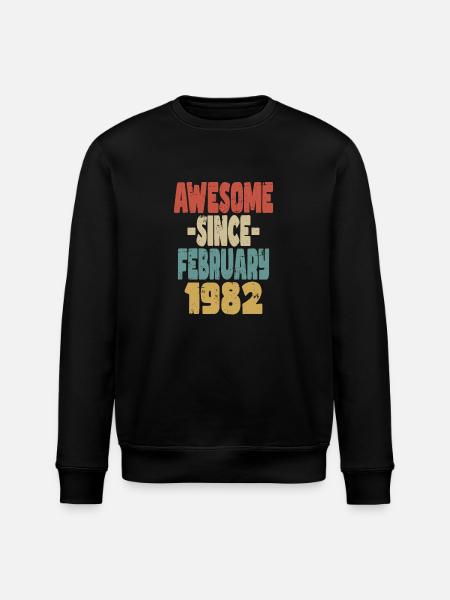 Awesome February 1982 - Stanley/Stella ROLLER Unisex Organic Sweatshirt - black