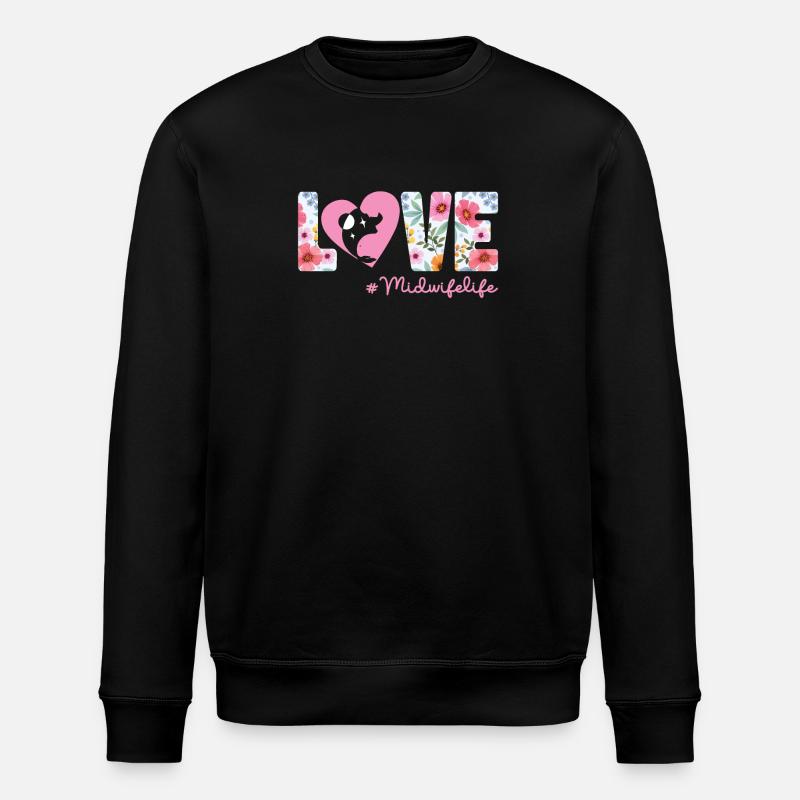 Infirmière Sage-Femme Accoucheuse Fleur - Sweat bio ROLLER Stanley/Stella Unisexe - noir
