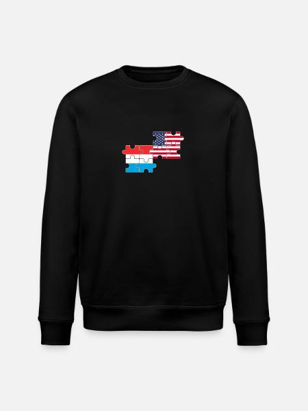 Luxembourg USA Flag American Luxembourger - Stanley/Stella ROLLER Unisex Organic Sweatshirt - black