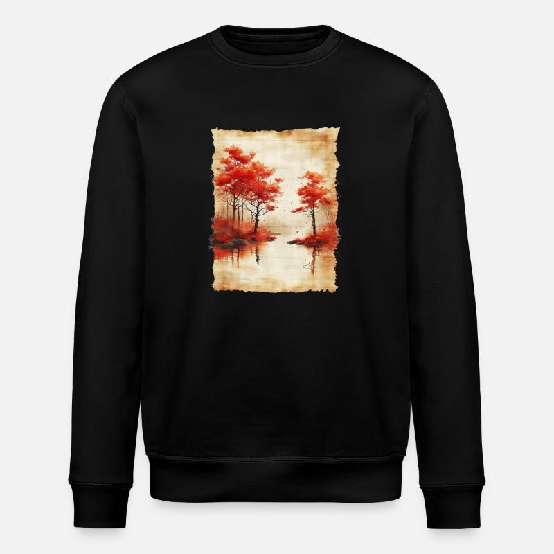 Classic Scenery Papyrus Scroll Onsen Japanese - Stanley/Stella ROLLER Unisex Organic Sweatshirt - black