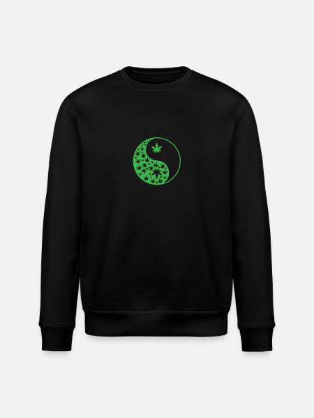 Marijuana Yin and Yang Symbol - Stanley/Stella ROLLER Unisex Organic Sweatshirt - black