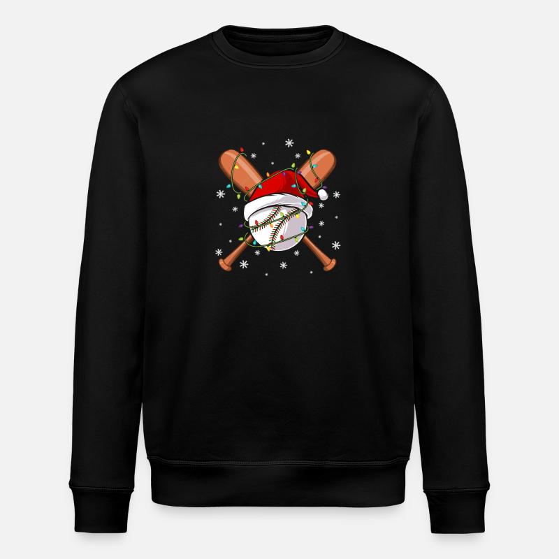 Santa Christmas Baseball Player - Stanley/Stella ROLLER Unisex Organic Sweatshirt - black