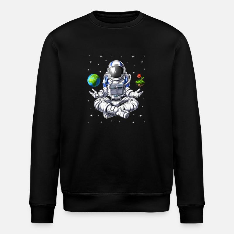 Space Astronaut Meditation - Stanley/Stella ROLLER Unisex Organic Sweatshirt - black