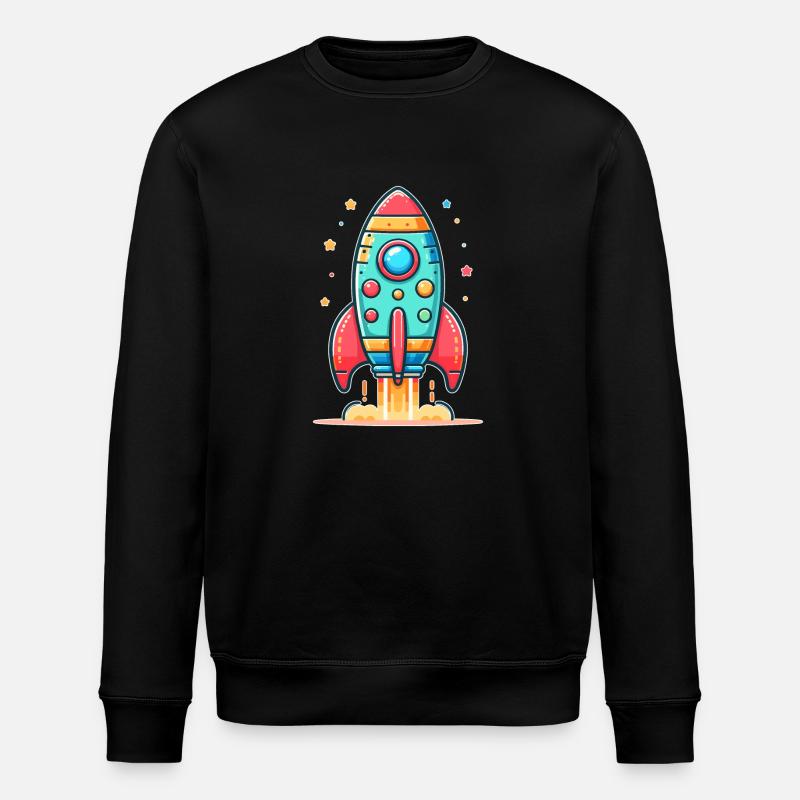 childishly designed rocket - Stanley/Stella ROLLER Unisex Organic Sweatshirt - black