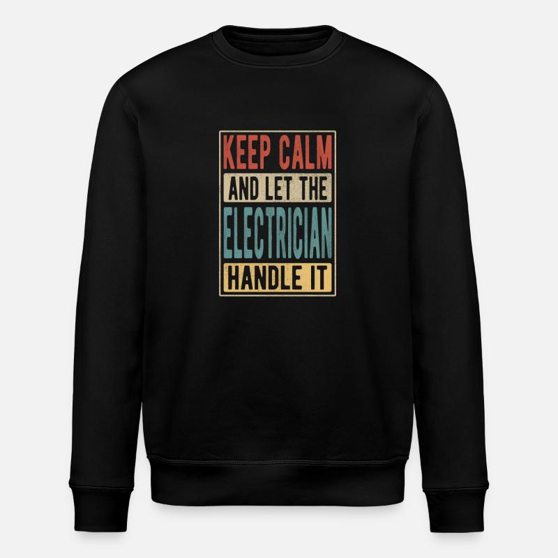 Electrician Retro Gift - Stanley/Stella ROLLER Unisex Organic Sweatshirt - black
