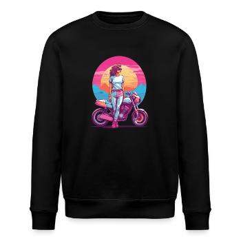 Rétro Synthwave Moto Motard Biker Girl Style - Sweat bio ROLLER Stanley/Stella Unisexe - noir - Devant - Nik (191cm)