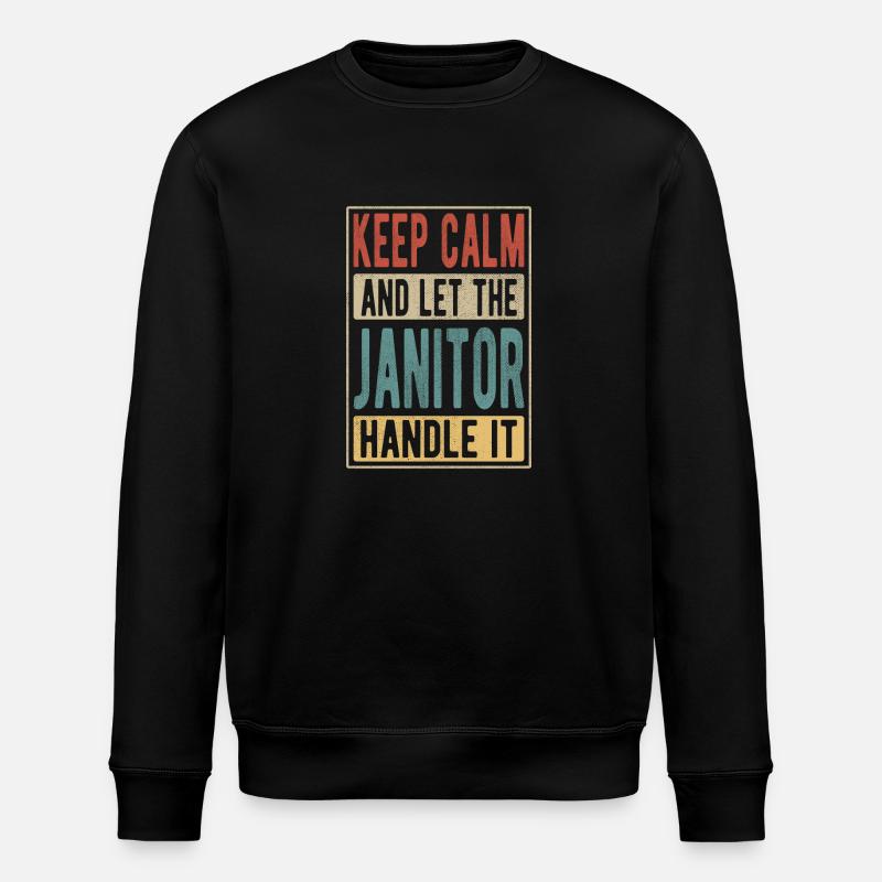 Janitor Retro Gift - Stanley/Stella ROLLER Unisex Organic Sweatshirt - black