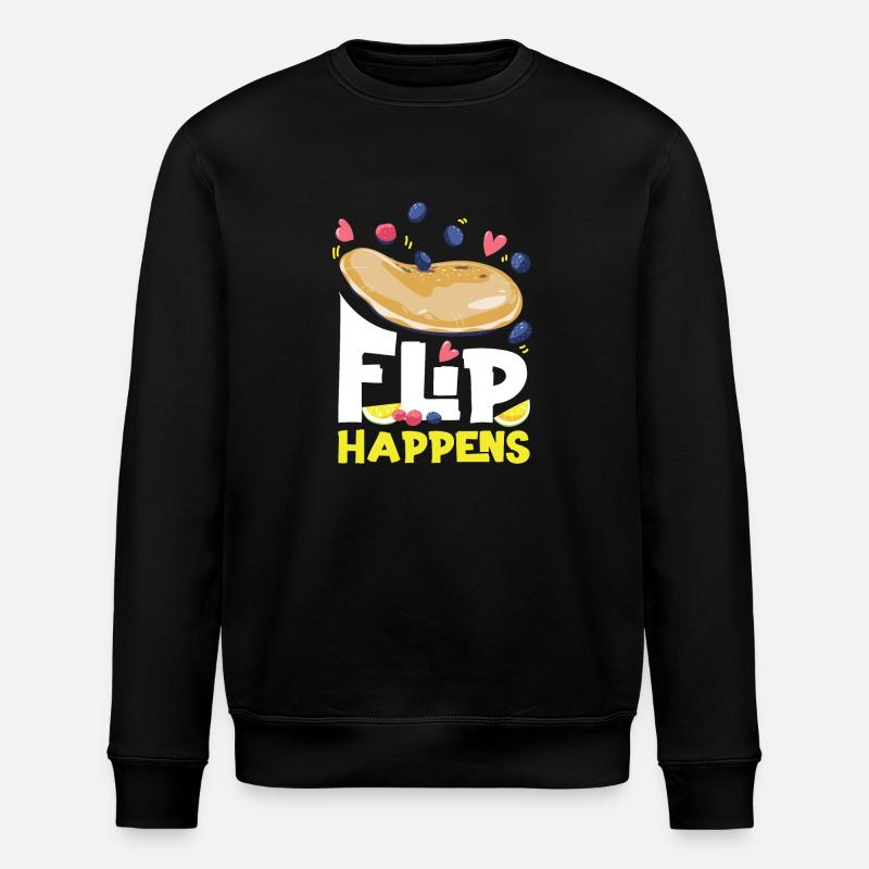 Pancake Lover Kids Pun Flip - Stanley/Stella ROLLER Unisex Organic Sweatshirt - black