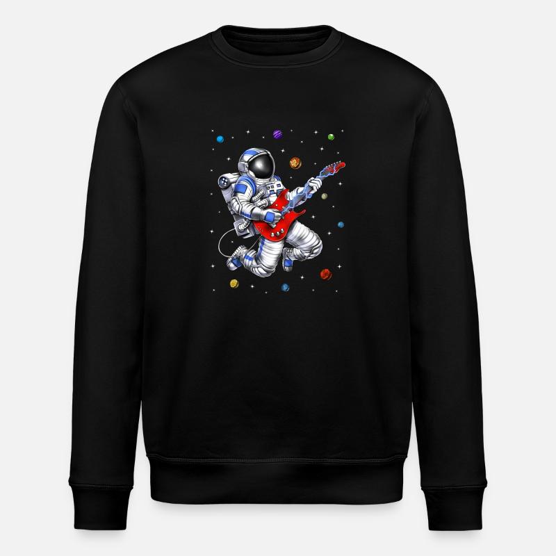 Space Astronaut Playing Guitar - Stanley/Stella ROLLER Unisex Organic Sweatshirt - black