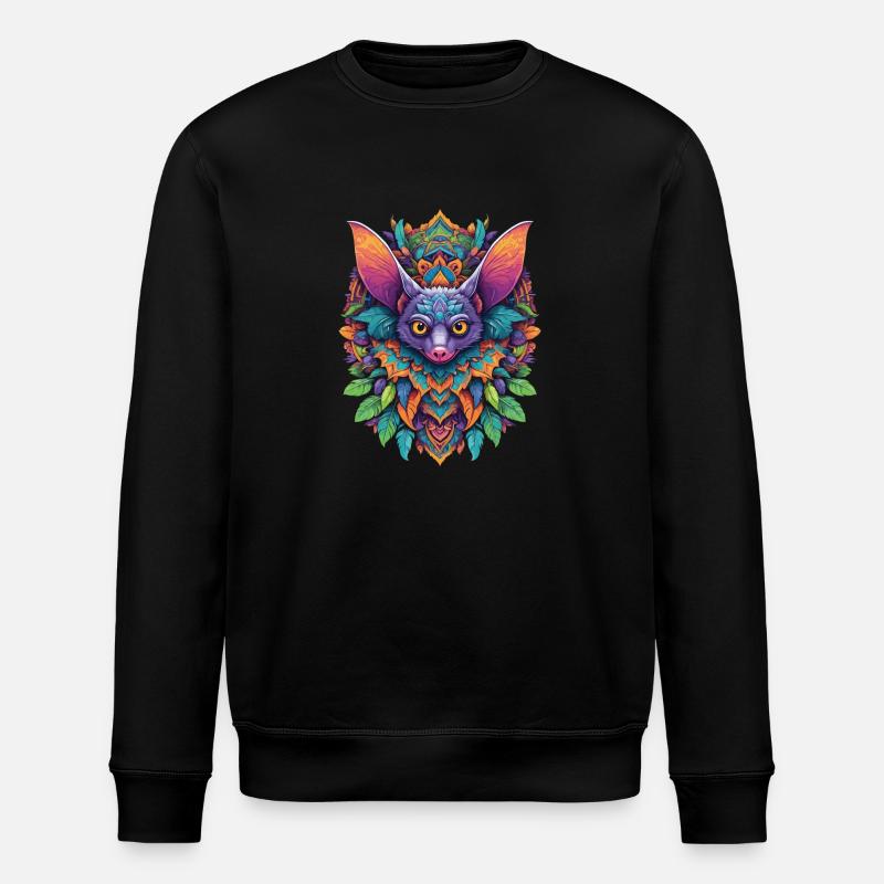 Fledermaus Mandala Traumfänger Design - Stanley/Stella Unisex Bio-Sweatshirt ROLLER - Schwarz