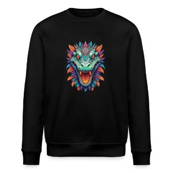 Krokodil Mandala Tiergeist Traumfänger Design - Stanley/Stella Unisex Bio-Sweatshirt ROLLER - Schwarz - Vorne - Nik (191cm)