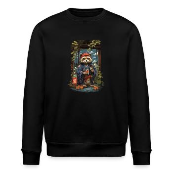 Vintage Kunst Marderhund Japanischer Sake - Stanley/Stella Unisex Bio-Sweatshirt ROLLER - Schwarz - Vorne - Nik (191cm)