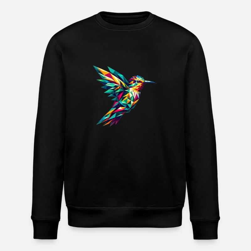 Hummingbird in polygon representation - Stanley/Stella ROLLER Unisex Organic Sweatshirt - black