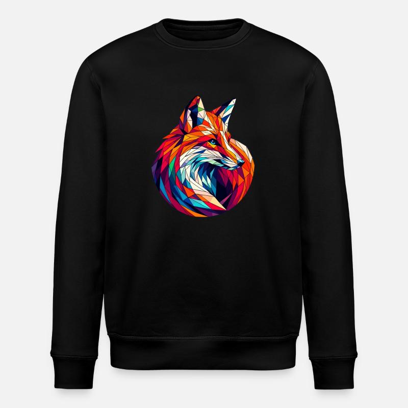 Fox in polygon illustration - Stanley/Stella ROLLER Unisex Organic Sweatshirt - black