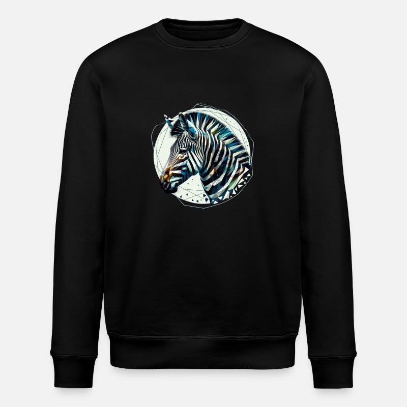 Zebra in polygon illustration - Stanley/Stella ROLLER Unisex Organic Sweatshirt - black