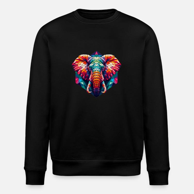 Elephant in polygon illustration - Stanley/Stella ROLLER Unisex Organic Sweatshirt - black