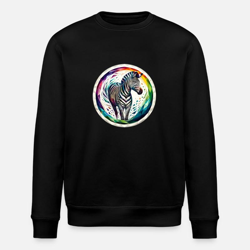 Zebra in polygon illustration - Stanley/Stella ROLLER Unisex Organic Sweatshirt - black