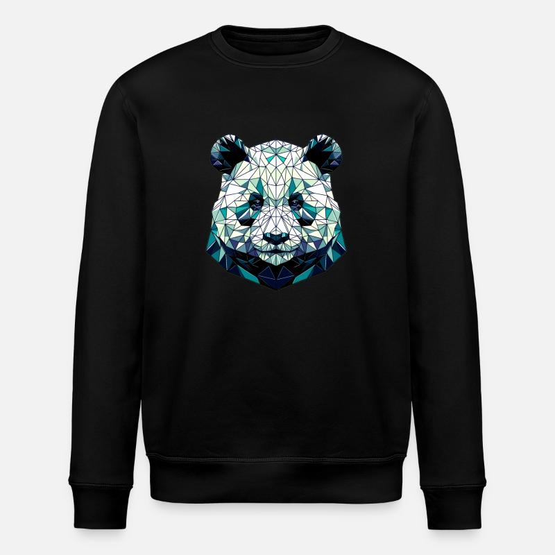 Panda in polygon representation - Stanley/Stella ROLLER Unisex Organic Sweatshirt - black