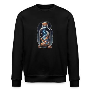 Weltall in Flasche Boho Style Bohemian Streetwear - Stanley/Stella Unisex Bio-Sweatshirt ROLLER - Schwarz - Vorne - Nik (191cm)