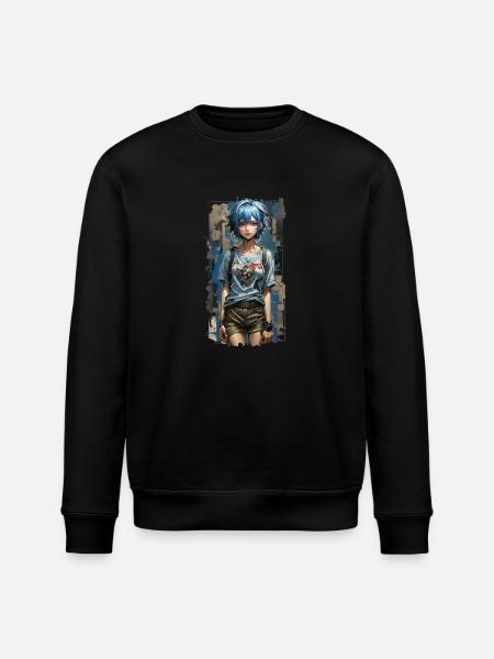 Blue Angel with Mechanical Heart - Stanley/Stella ROLLER Unisex Organic Sweatshirt - black