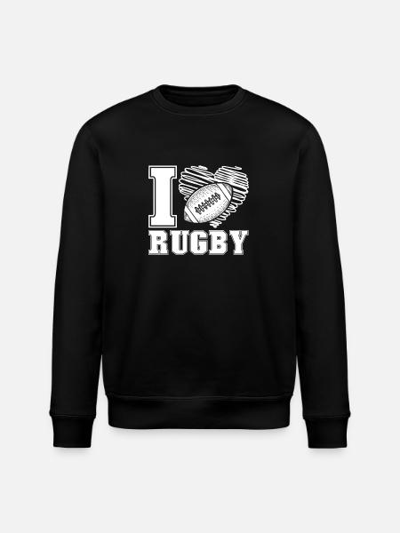 Rugby I Love Rugby - Stanley/Stella ROLLER Unisex Organic Sweatshirt - black