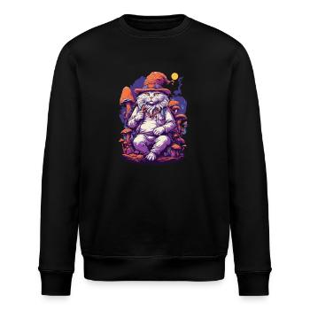 Chat forêt champignons psychédélique Goa Trance Art - Sweat bio ROLLER Stanley/Stella Unisexe - noir - Devant - Nik (191cm)