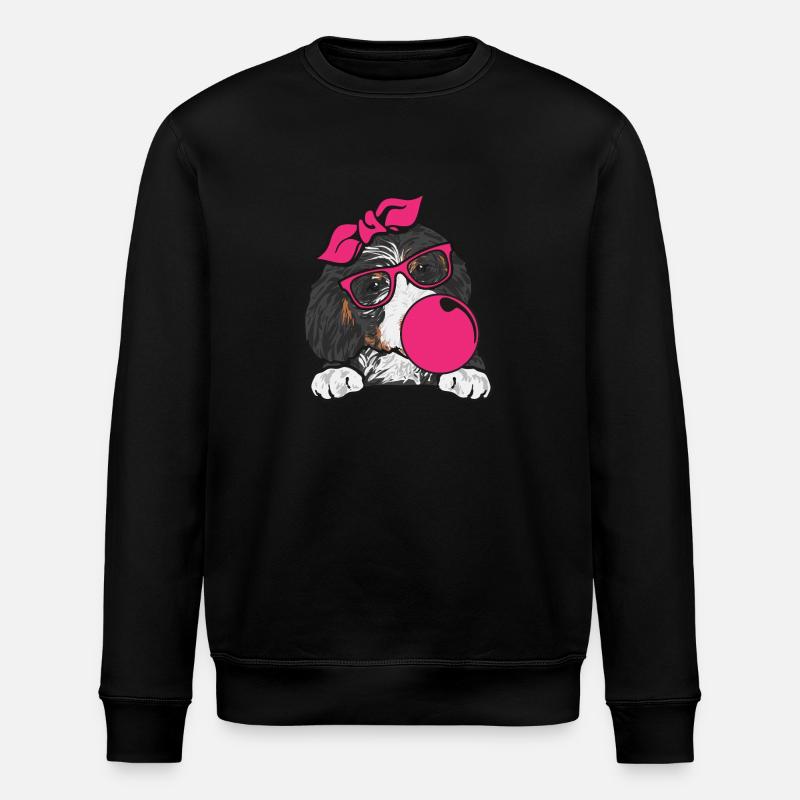 Bernedoodle Dog - Stanley/Stella ROLLER Unisex Organic Sweatshirt - black