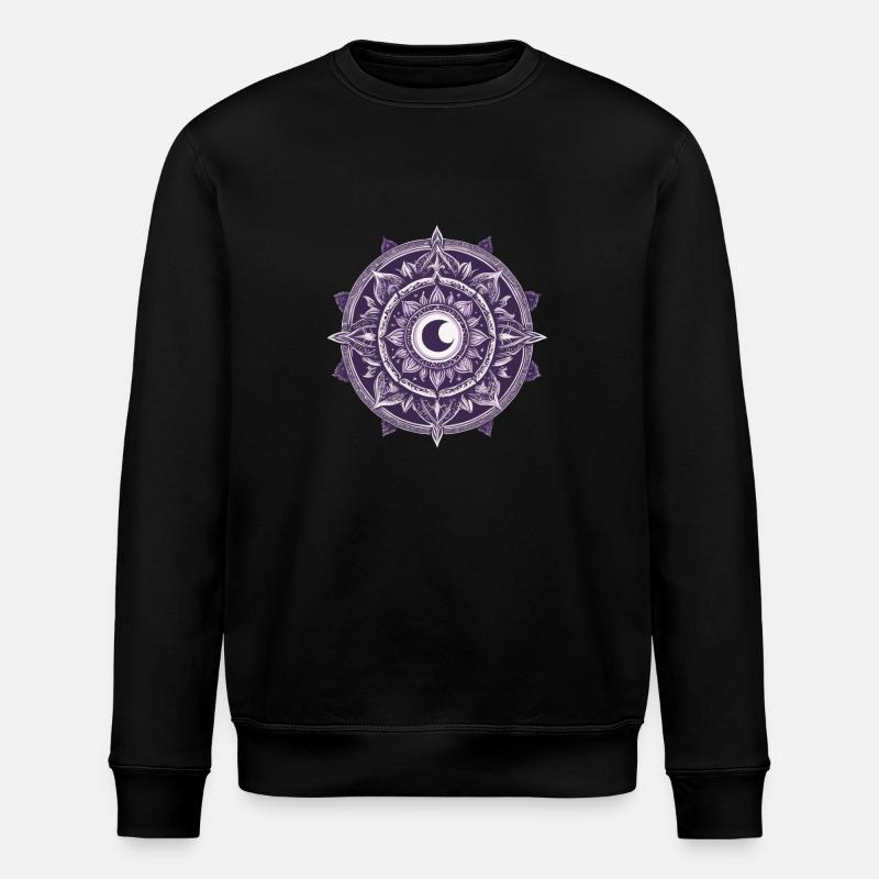 Moon Mandala Design Aesthetic Pattern - Stanley/Stella ROLLER Unisex Organic Sweatshirt - black