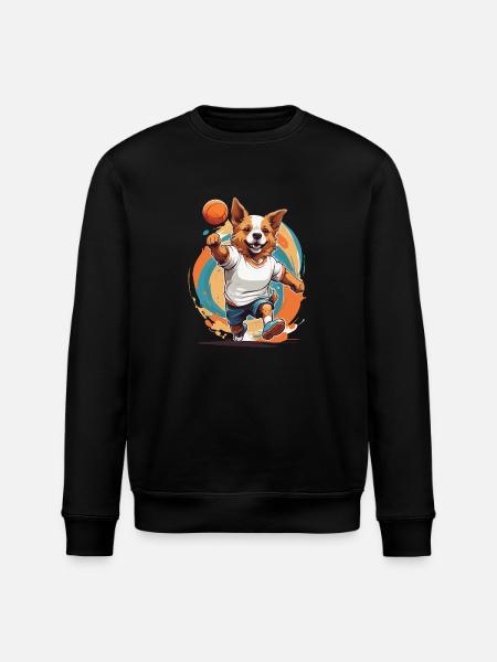 Cute dog handball player streetwear - Stanley/Stella ROLLER Unisex Organic Sweatshirt - black