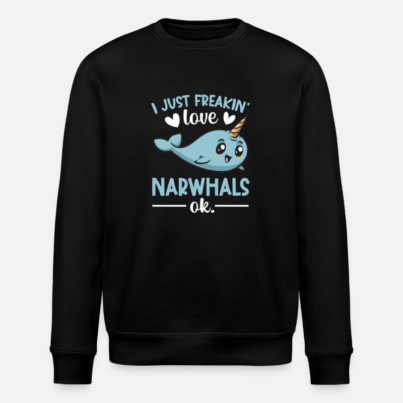 Narwal Einhornwal - Stanley/Stella Unisex Bio-Sweatshirt ROLLER - Schwarz