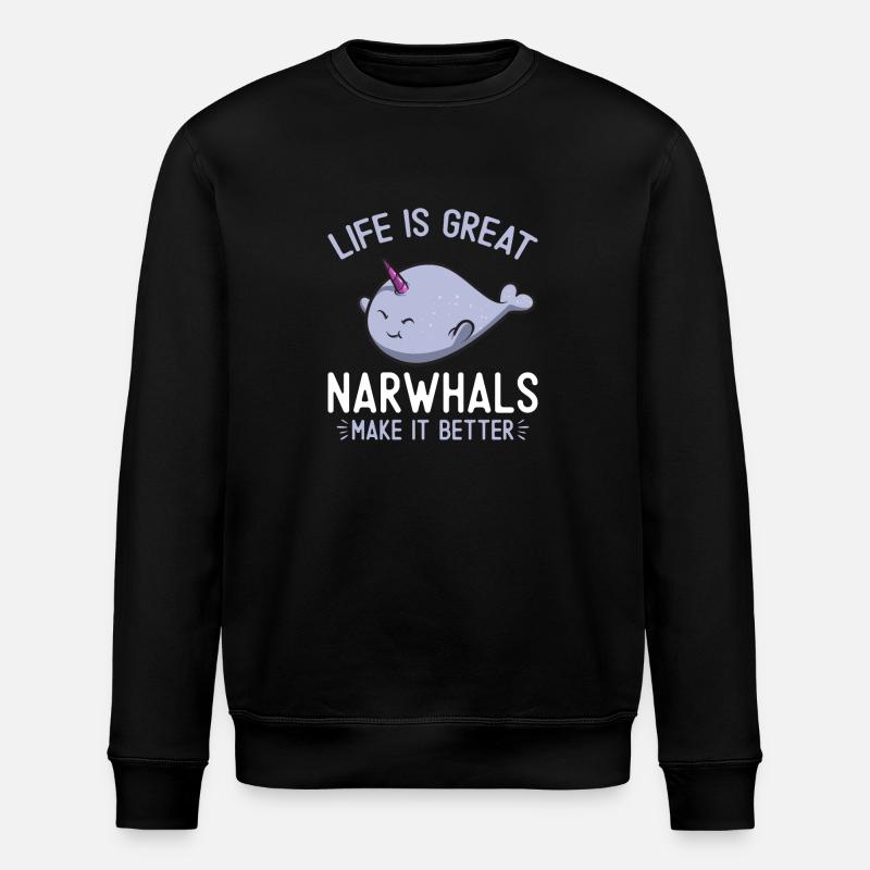Narwal Einhornwal - Stanley/Stella Unisex Bio-Sweatshirt ROLLER - Schwarz