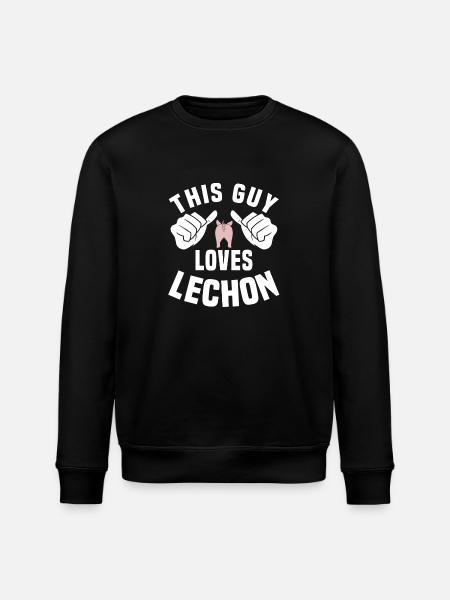 This guy loves lechon - Stanley/Stella ROLLER Unisex Organic Sweatshirt - black