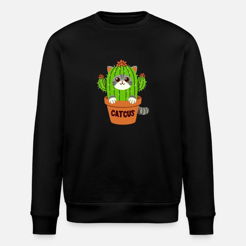 Katzen-Kaktus-Wortwitz - Catcus - Stanley/Stella Unisex Bio-Sweatshirt ROLLER - Schwarz