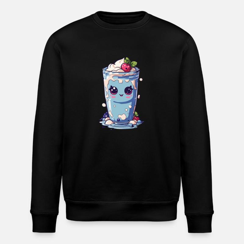 Blueberries Cute Milkshake Sweet Fun - Stanley/Stella ROLLER Unisex Organic Sweatshirt - black