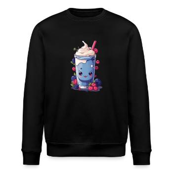 Beeren Milchshake Spaß Kawaii Anime Design - Stanley/Stella Unisex Bio-Sweatshirt ROLLER - Schwarz - Vorne - Nik (191cm)