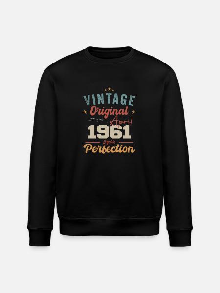 Vintage né avril 1961 cadeau d’anniversaire - Sweat bio ROLLER Stanley/Stella Unisexe - noir
