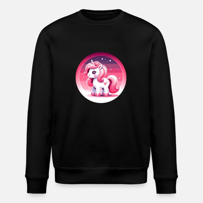 Einhorn in rosa Comicstyle - Stanley/Stella Unisex Bio-Sweatshirt ROLLER - Schwarz