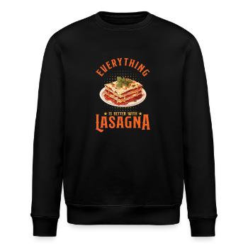 Mit Lasagne ist alles besser - Stanley/Stella Unisex Bio-Sweatshirt ROLLER - Schwarz - Vorne - Nik (191cm)