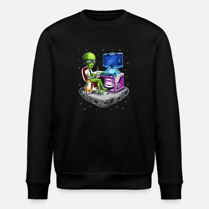 Space Alien Programmer - Stanley/Stella ROLLER Unisex Organic Sweatshirt - black