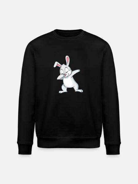 Happy Bunny Dabbing Fun Animation - Stanley/Stella ROLLER Unisex Organic Sweatshirt - black