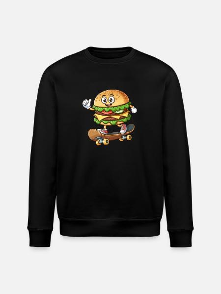 Hamburger on skateboard funny - Stanley/Stella ROLLER Unisex Organic Sweatshirt - black