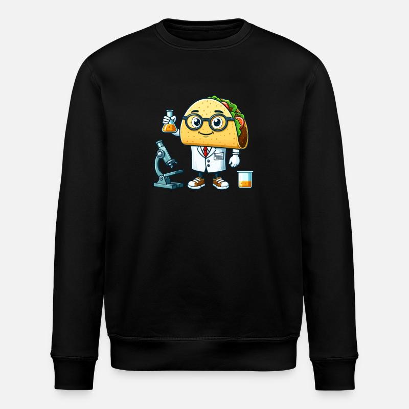 Funny Taco Scientist With Microscope - Stanley/Stella ROLLER Unisex Organic Sweatshirt - black
