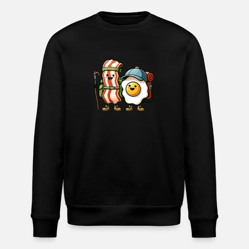 Adventurous Bacon & Egg Duo - Stanley/Stella ROLLER Unisex Organic Sweatshirt - black