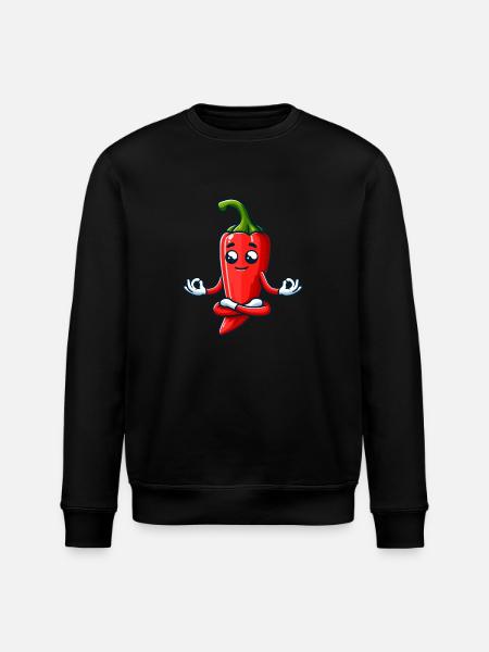 Relaxed Red Bell Pepper Character - Stanley/Stella ROLLER Unisex Organic Sweatshirt - black